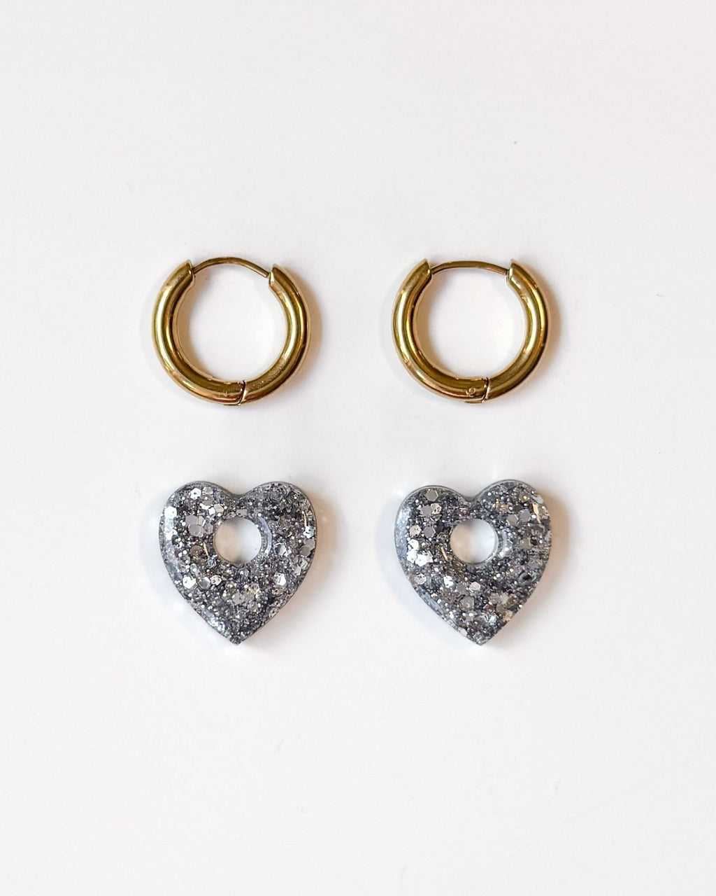 Mini créoles Coeur - argenté