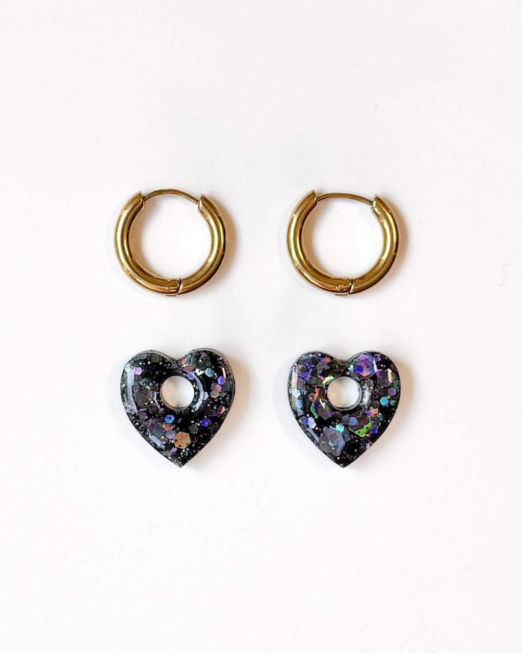 Mini créoles Coeur - black onyx