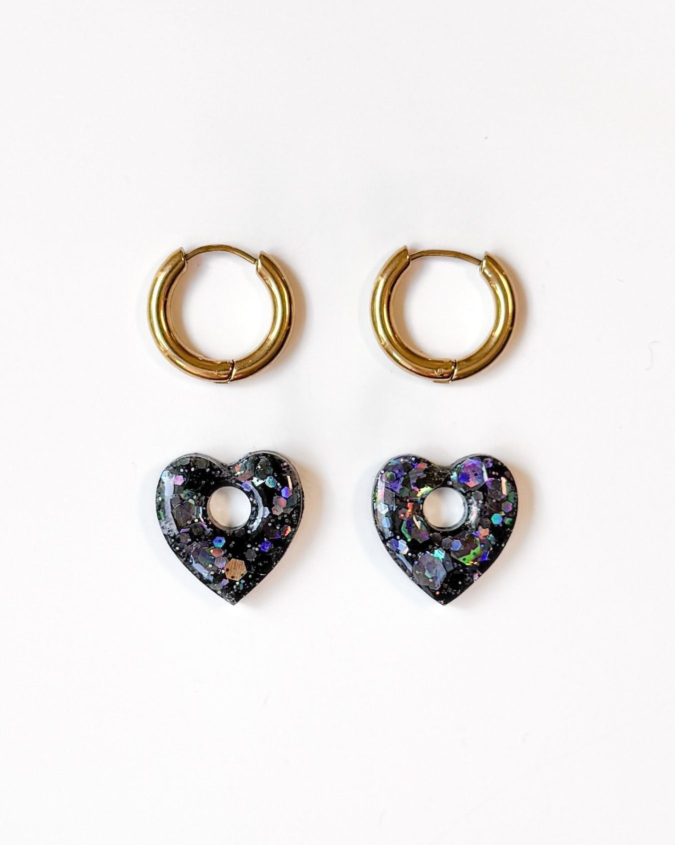 Mini créoles Coeur - black onyx