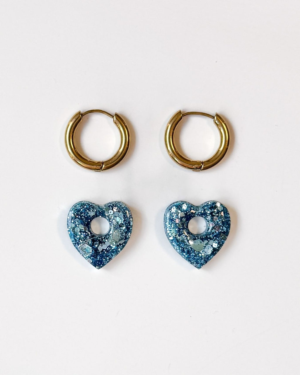 Mini créoles Coeur - bleu céleste