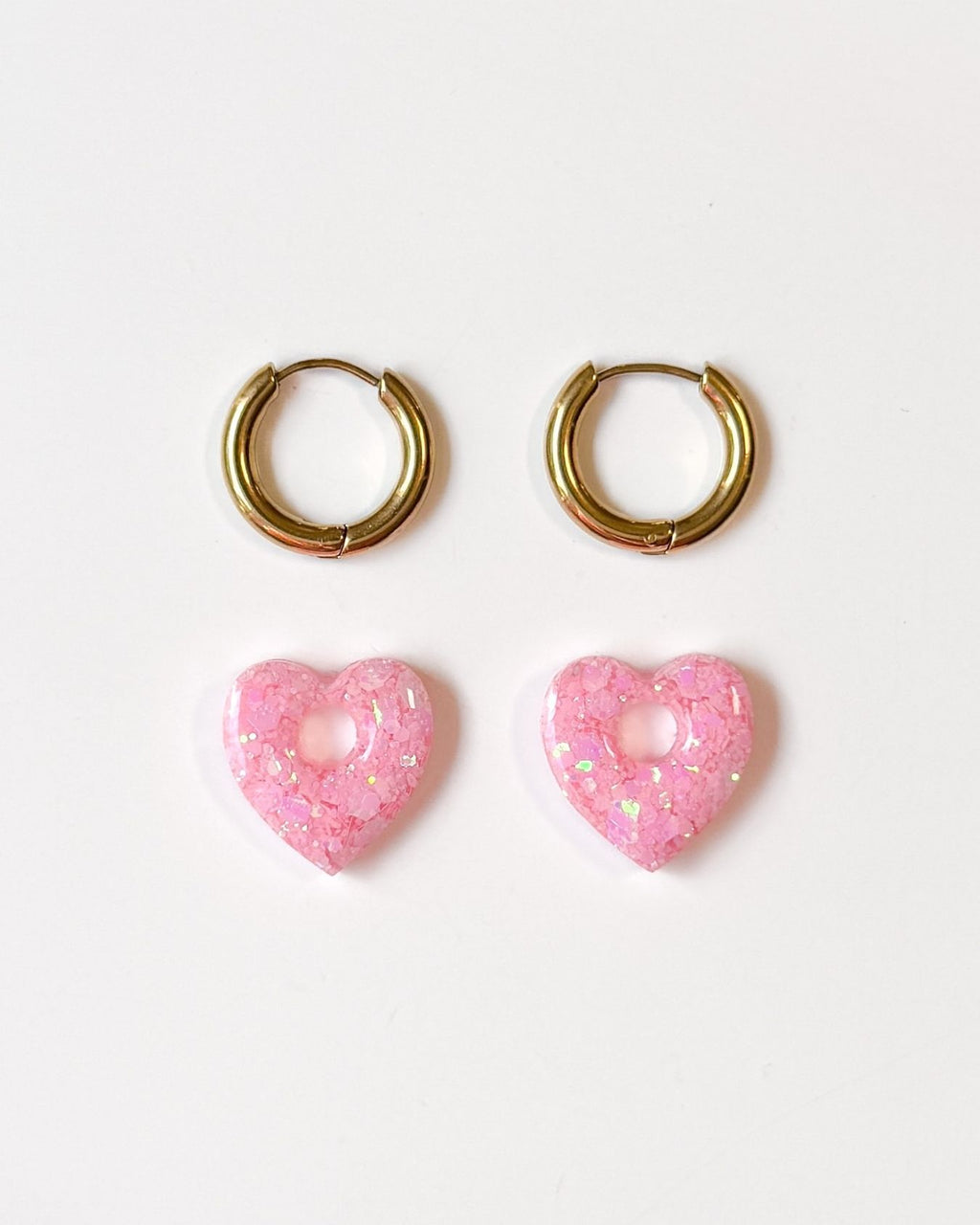 Mini créoles Coeur - bubble gum