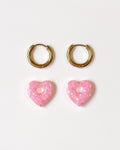 Mini créoles Coeur - bubble gum