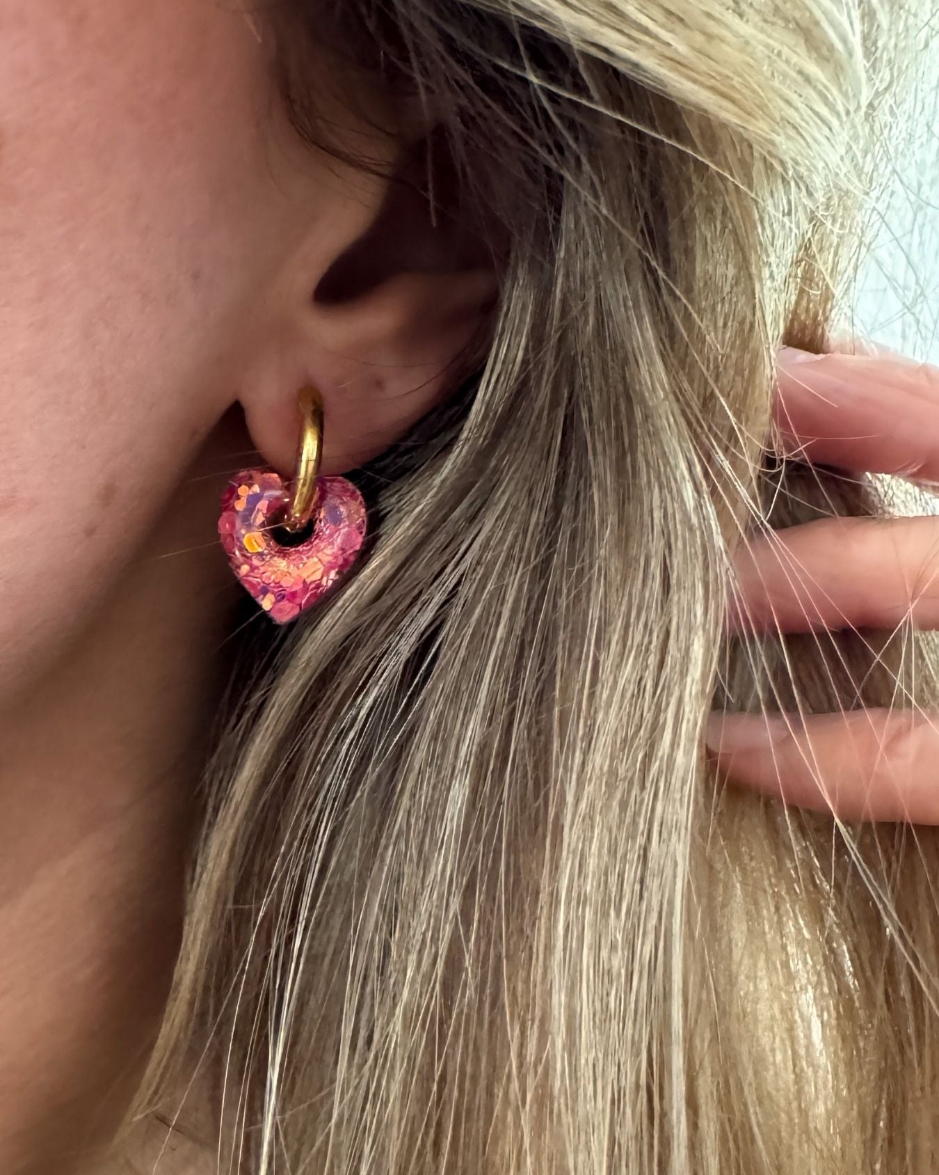 Mini créoles Coeur - corail