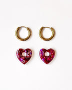 Mini créoles Coeur - fuchsia