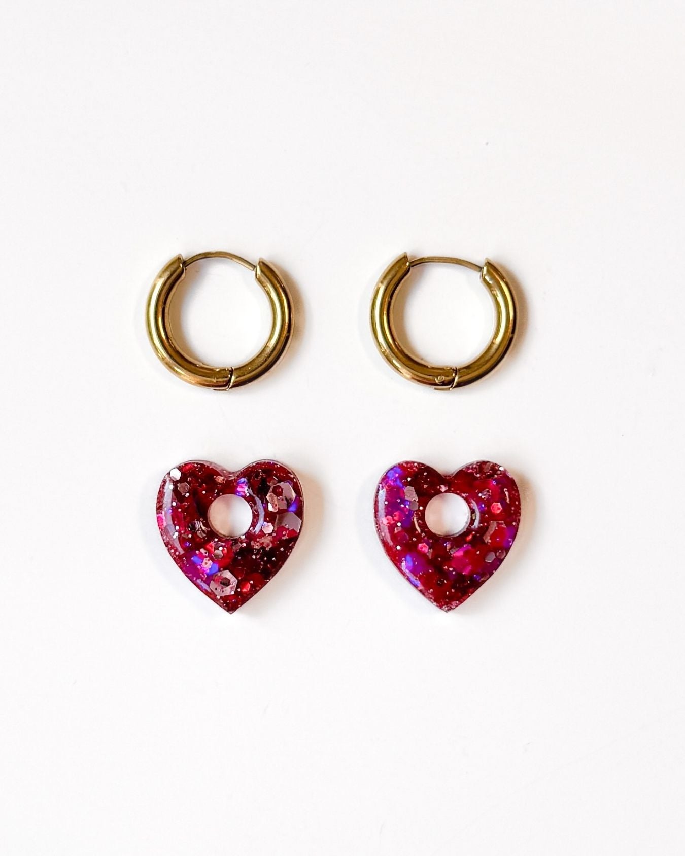 Mini créoles Coeur - fuchsia