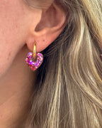 Mini créoles Coeur - fuchsia