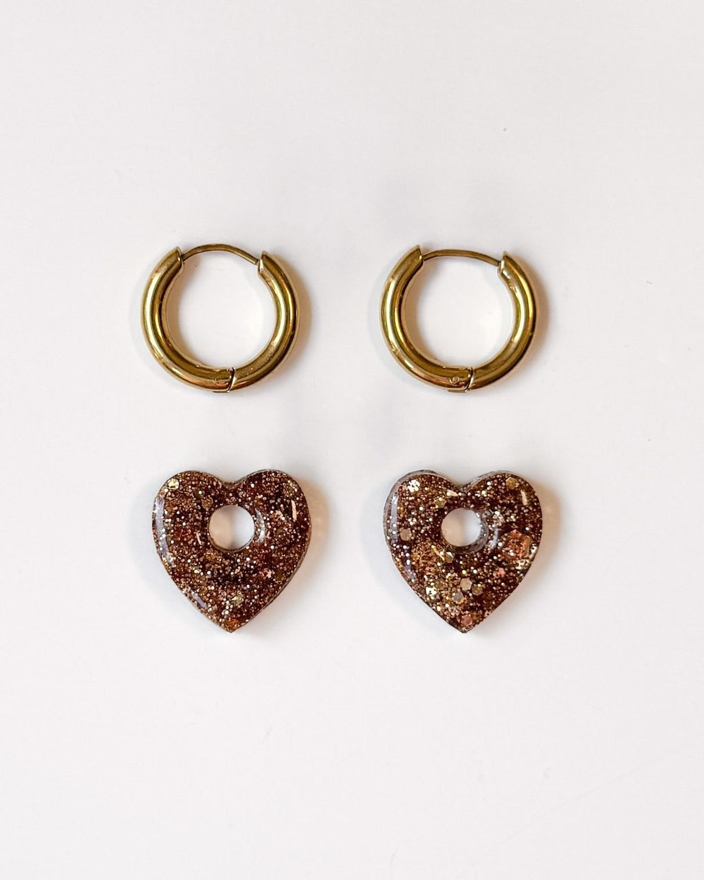 Mini créoles Coeur - marron glacé