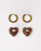 Mini créoles Coeur - marron glacé