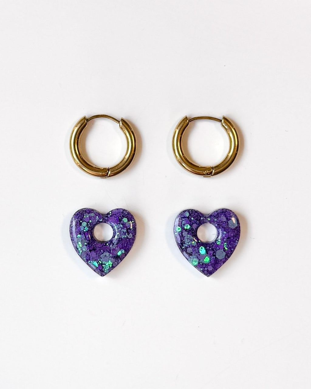 Mini créoles Coeur - purple rain
