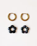 Mini créoles fleurs Hibiscus - black onyx