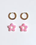 Mini créoles fleurs Tiare - bubble gum