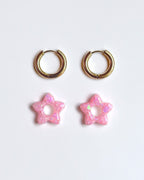 Mini créoles fleurs Tiare - bubble gum