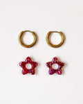 Mini créoles fleurs Tiare - fuchsia