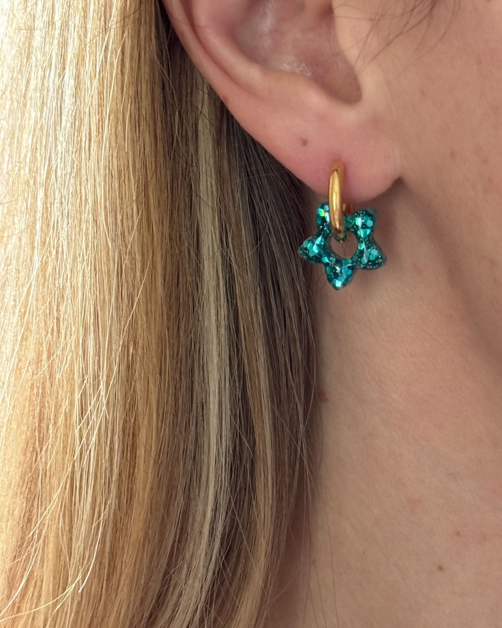 Mini créoles fleurs Tiare - mermaid