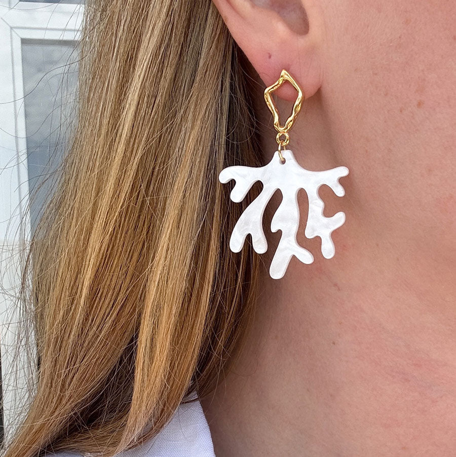 Boucles d'oreilles Calypso - blanc nacré