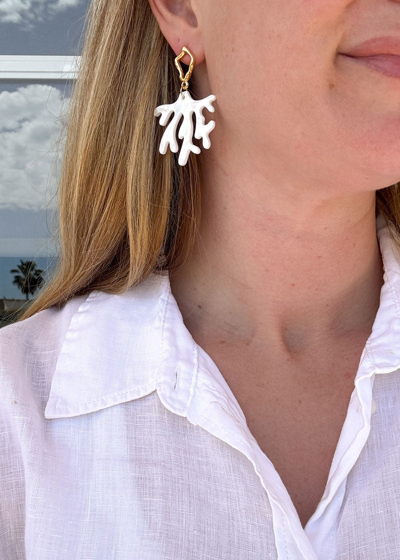 Boucles d'oreilles Calypso - blanc nacré