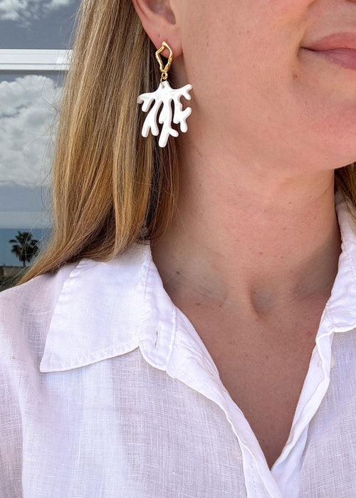 Boucles d'oreilles Calypso - blanc nacré