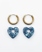 Mini créoles Coeur - bleu céleste