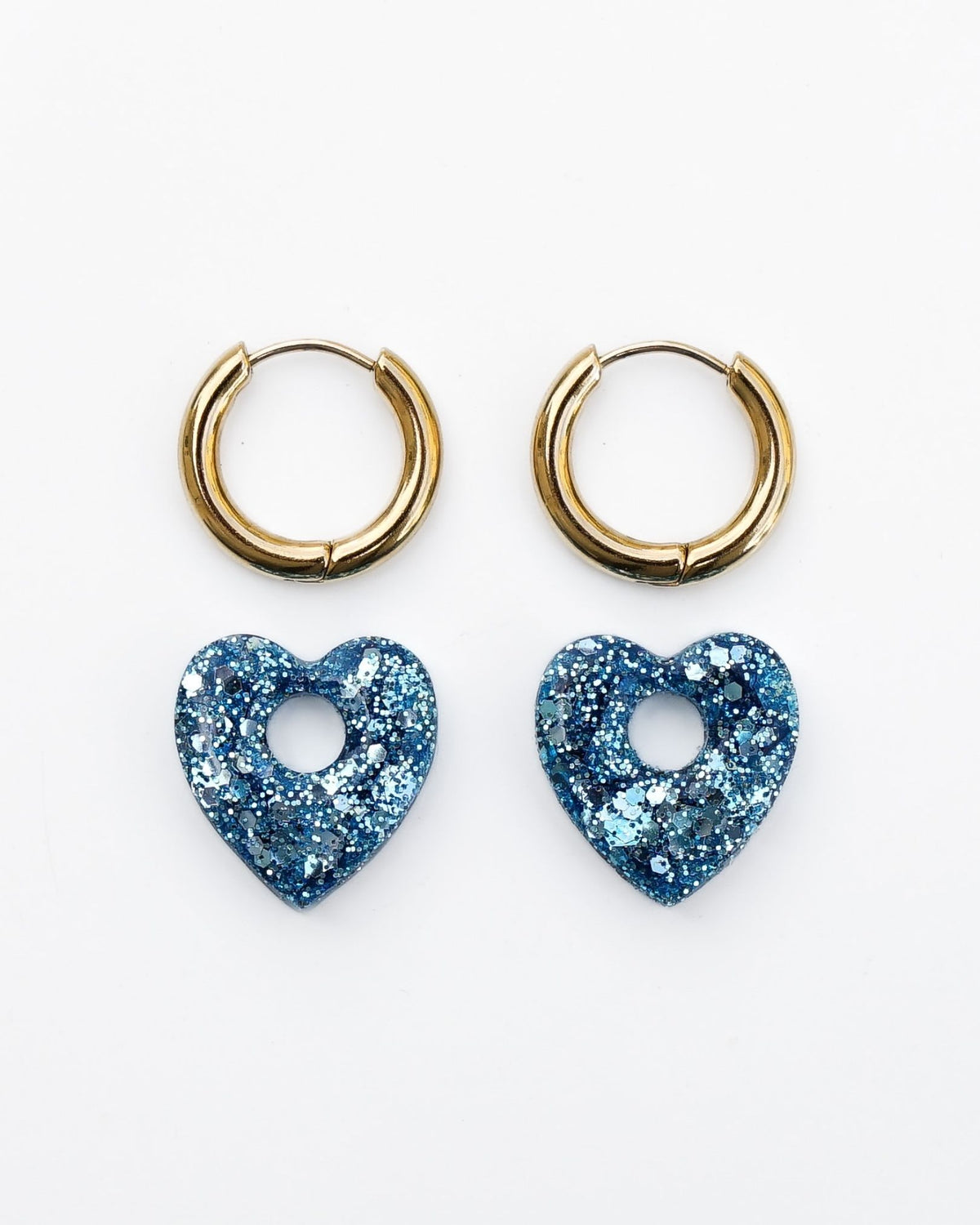 Mini créoles Coeur - bleu céleste