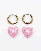Mini créoles Coeur - bubble gum