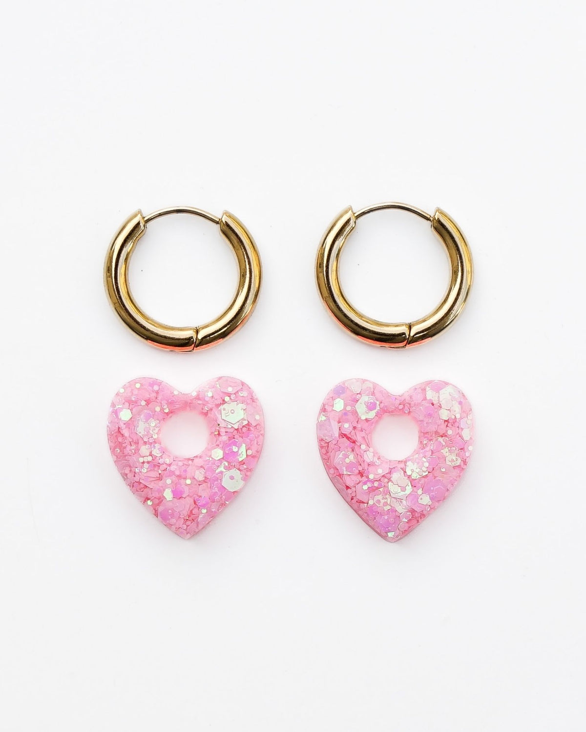 Mini créoles Coeur - bubble gum