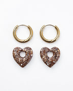 Mini créoles Coeur - marron glacé