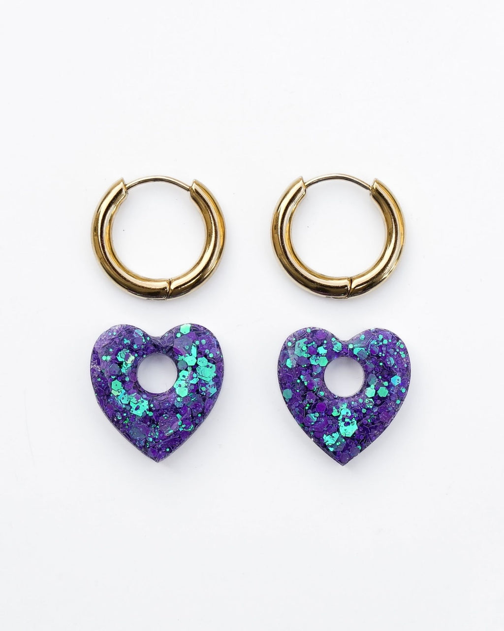 Mini créoles Coeur - purple rain