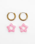 Mini créoles fleurs Tiare - bubble gum