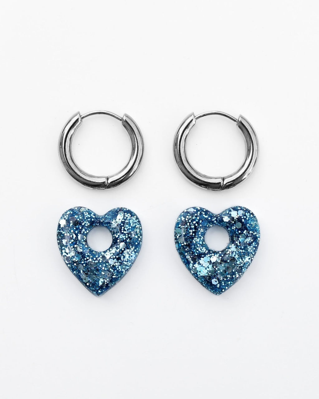 Mini créoles Coeur - bleu céleste