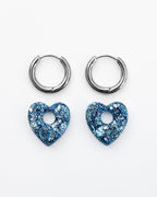 Mini créoles Coeur - bleu céleste