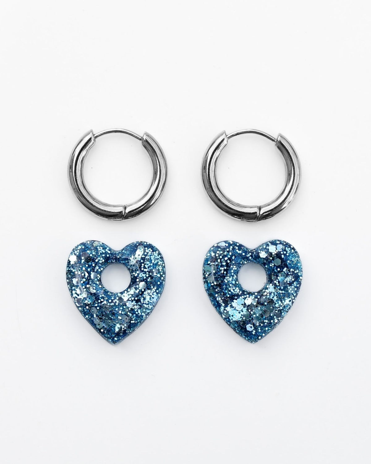 Mini créoles Coeur - bleu céleste