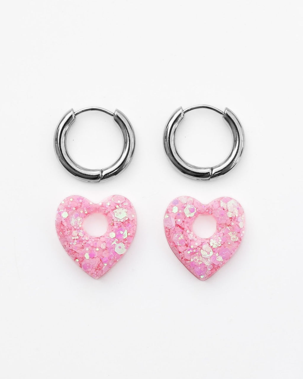 Mini créoles Coeur - bubble gum