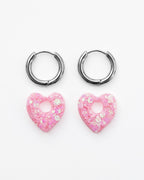 Mini créoles Coeur - bubble gum