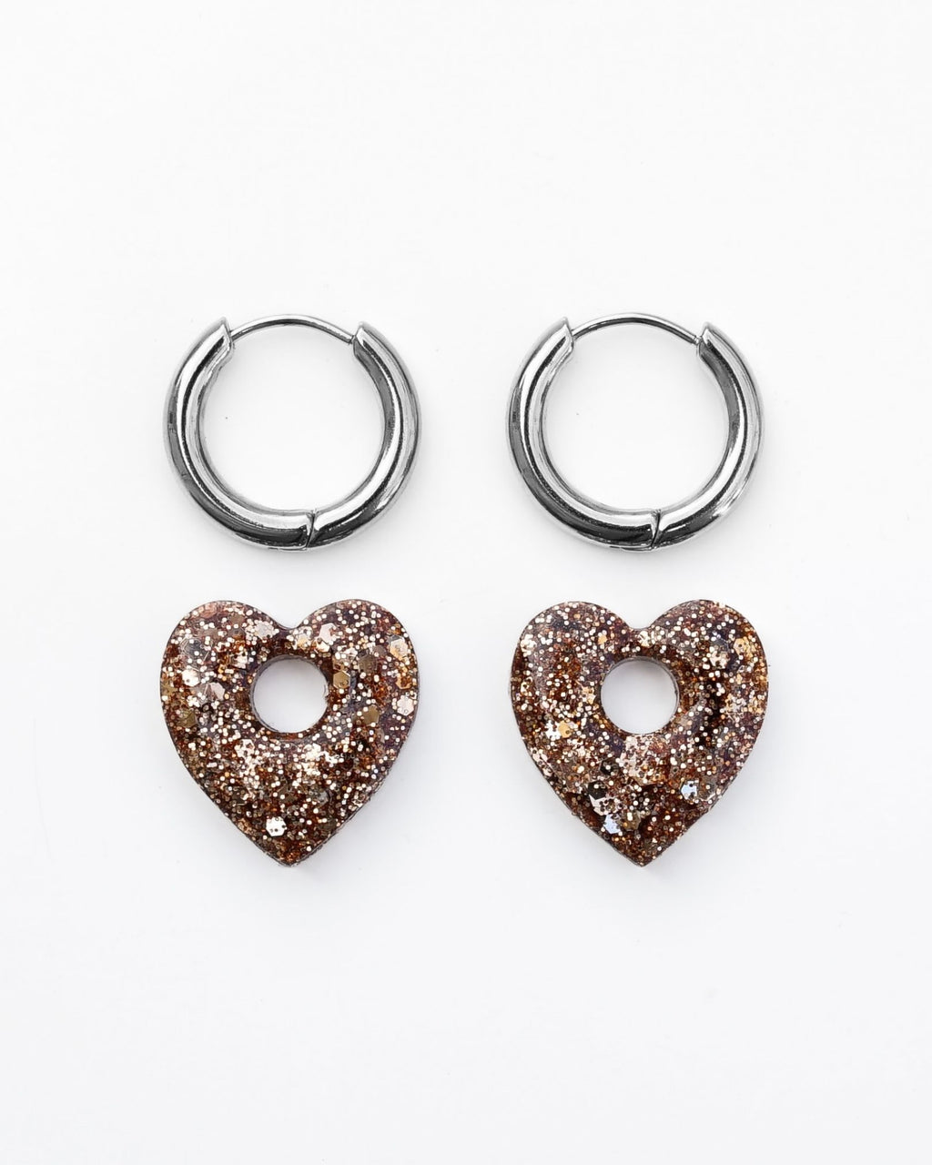 Mini créoles Coeur - marron glacé