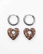 Mini créoles Coeur - marron glacé