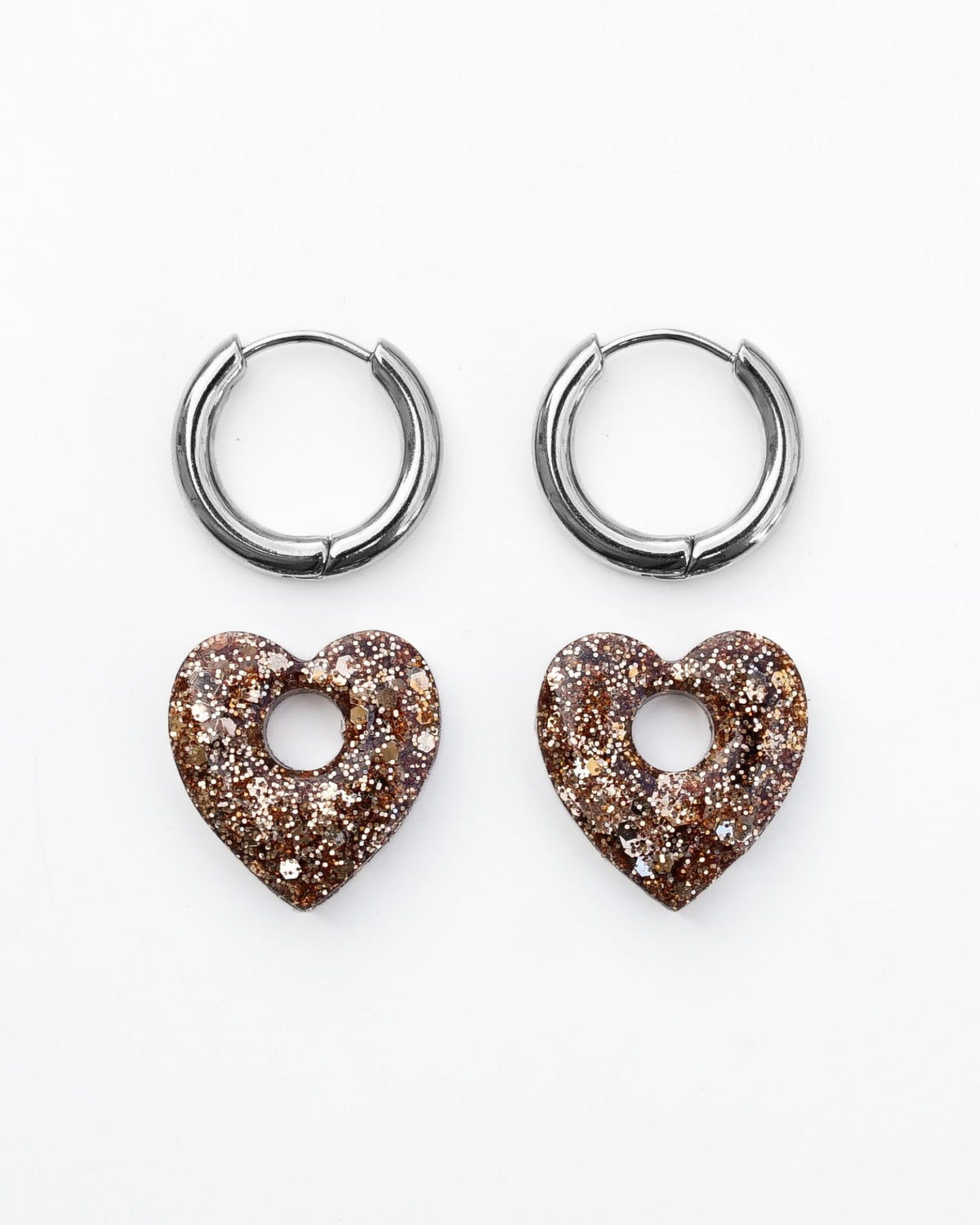 Mini créoles Coeur - marron glacé