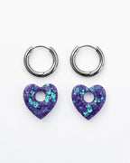 Mini créoles Coeur - purple rain