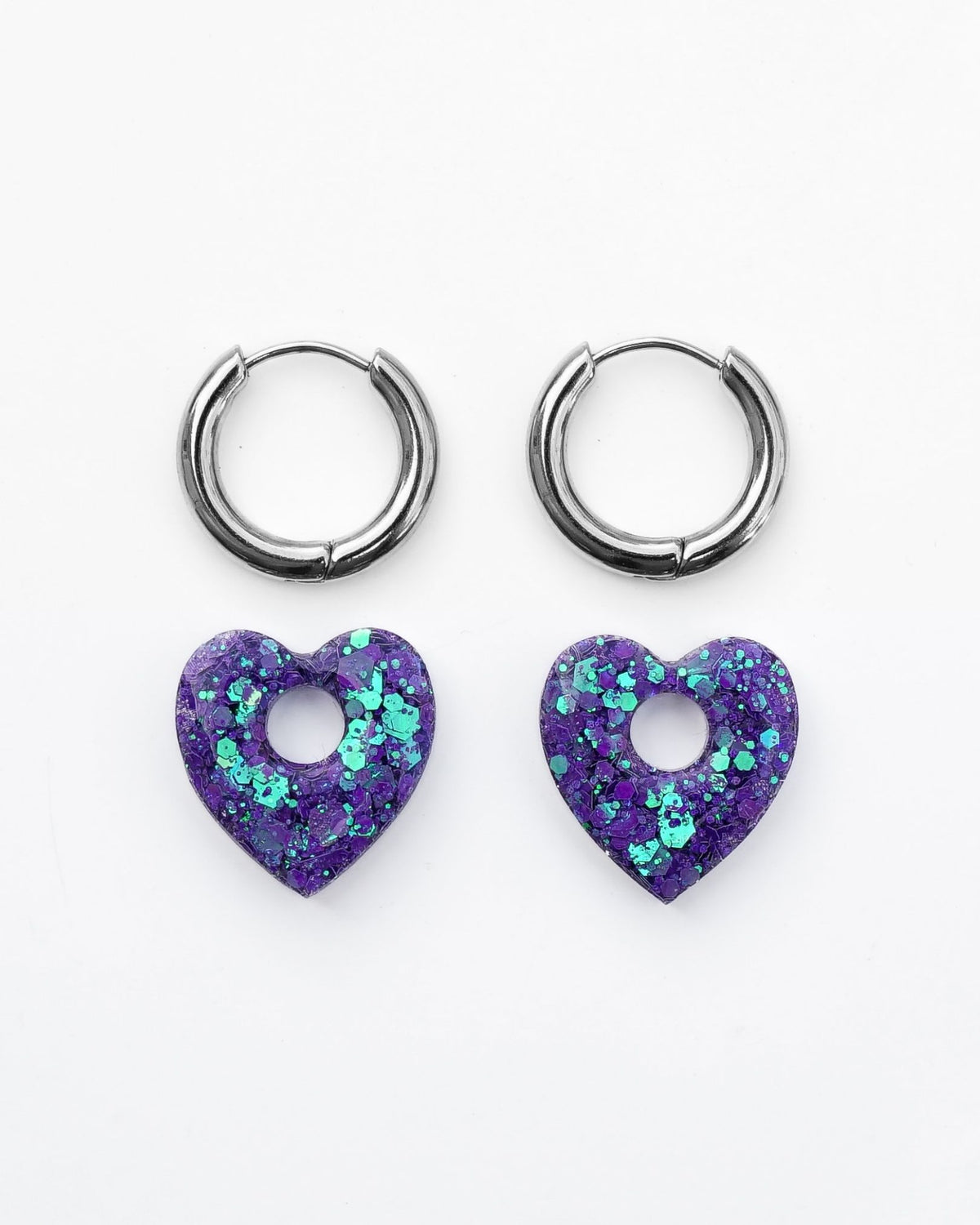 Mini créoles Coeur - purple rain