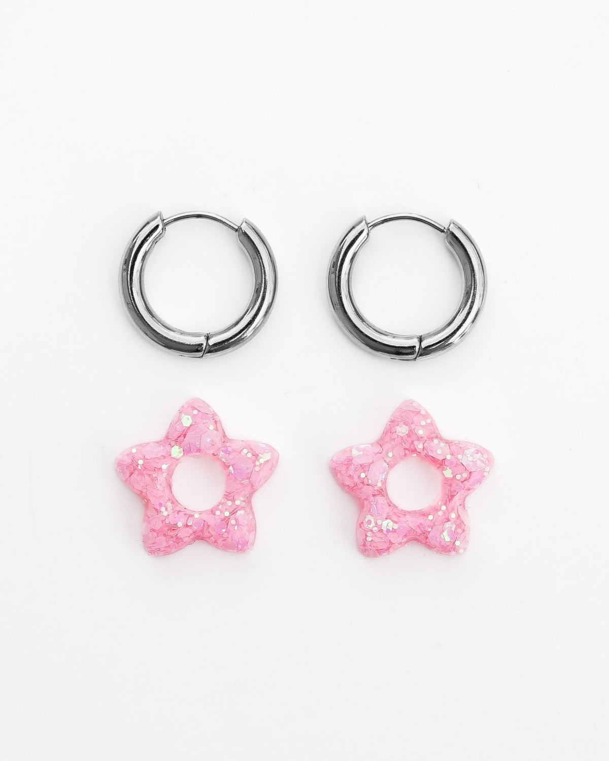 Mini créoles fleurs Tiare - bubble gum