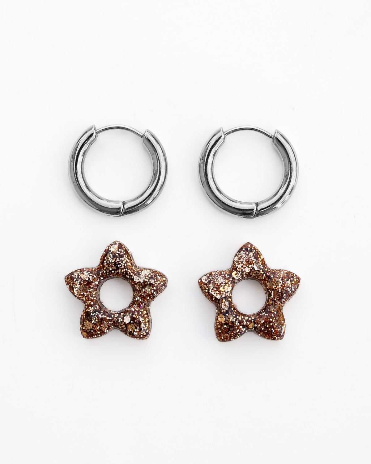 Mini créoles fleurs Tiare - marron glacé