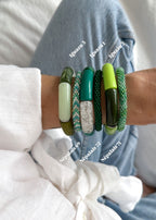 Bracelet népalais #69 (vert, blanc et argenté)