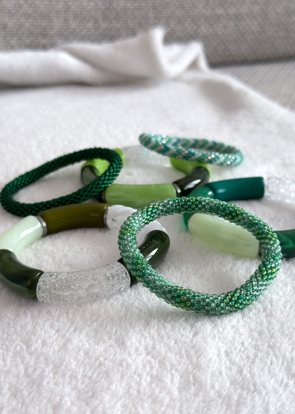 Bracelet népalais #71 (dégradé de vert)