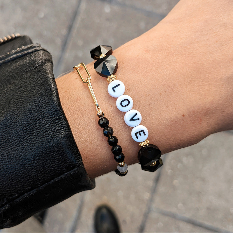 Bracelet Black Heart (à personnaliser)