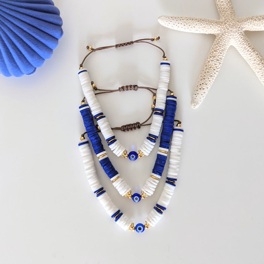 Bracelet Santorin (oeil bleu) - blanc ou bleu roi