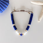 Bracelet Santorin (oeil bleu) - blanc ou bleu roi