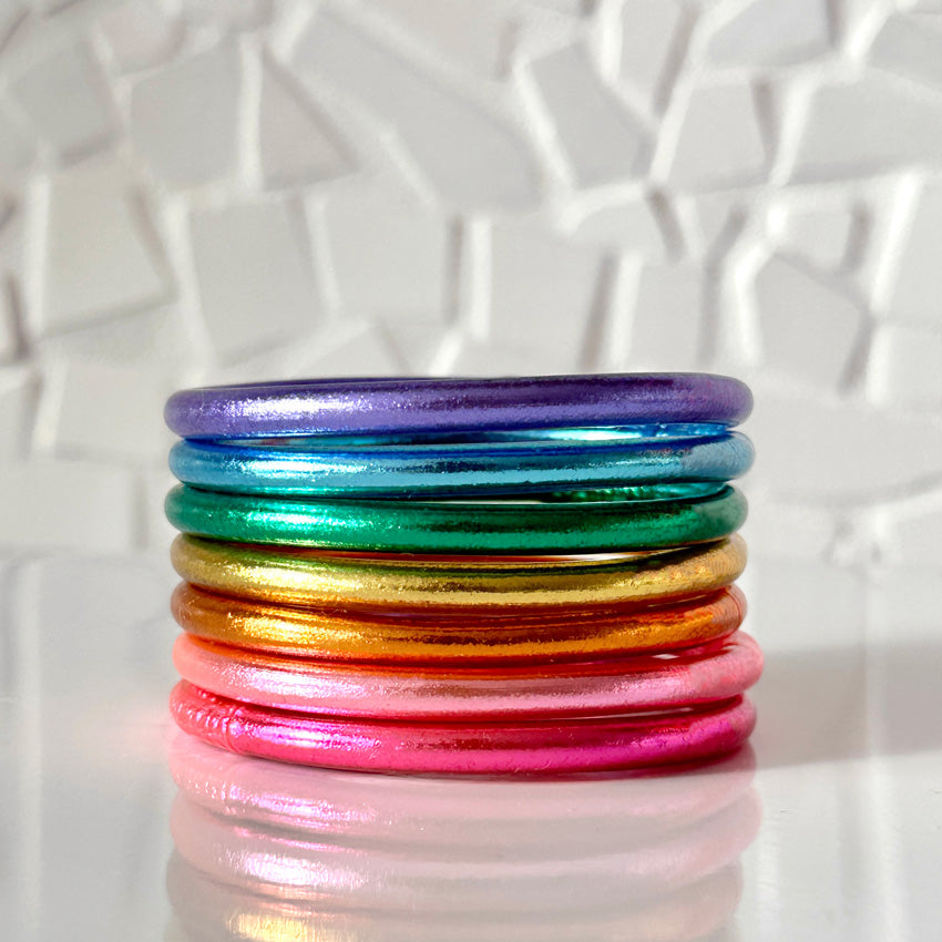 Lot de 7 joncs bouddhistes - arc-en-ciel