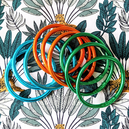 Jonc bouddhiste - bleu azur, vert cactus, orange feu