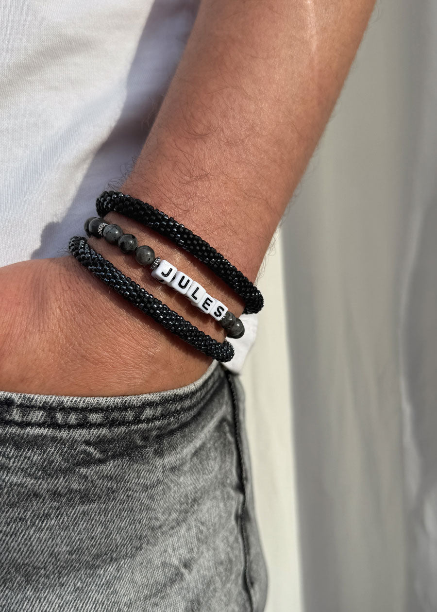 Bracelet Little Words for men - labradorite (à personnaliser)
