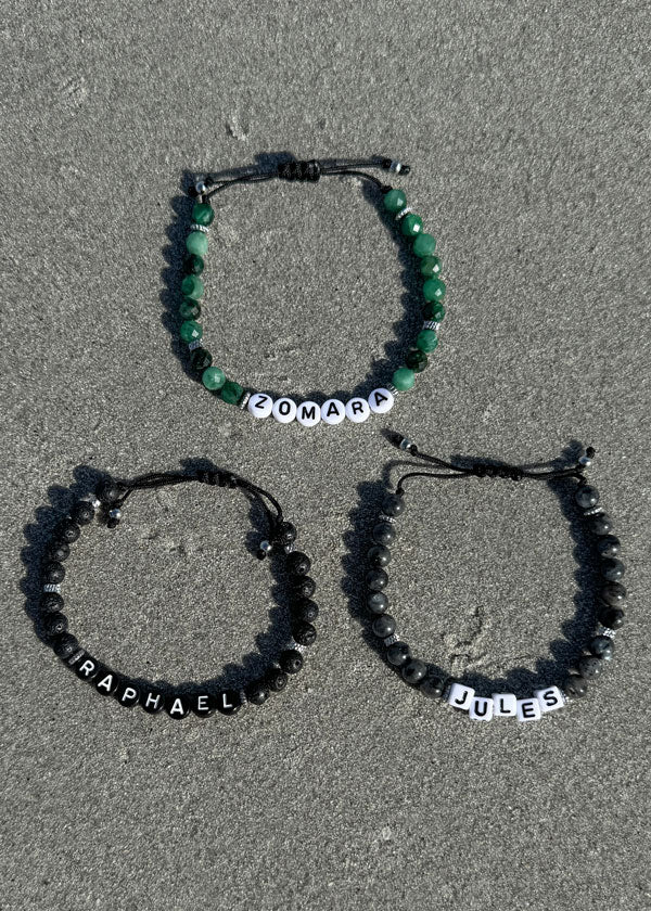 Bracelet Little Words for men - pierre de lave (à personnaliser)