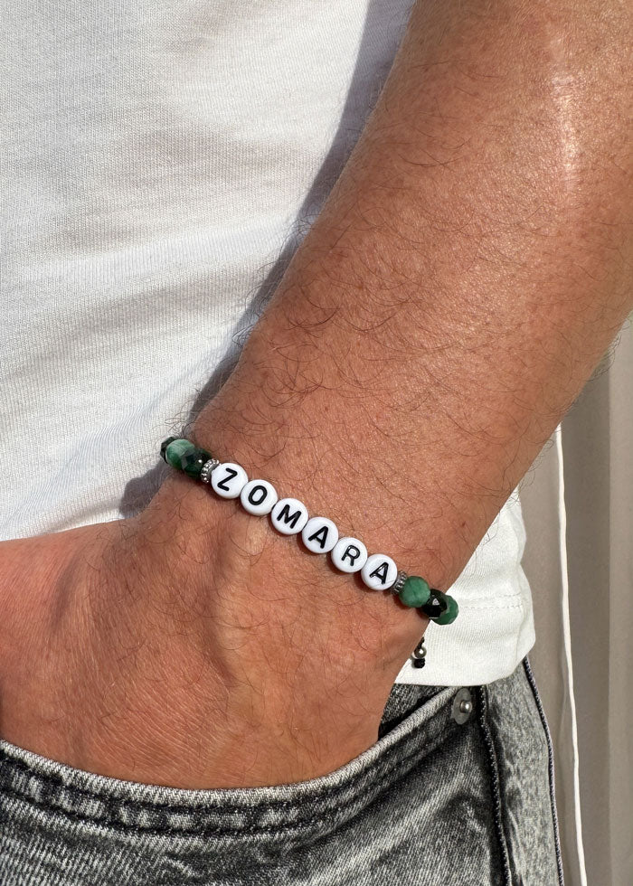 Bracelet Little Words for men - vert émeraude (à personnaliser)